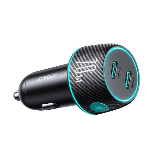 Autolaadija Joyroom „JR-CCN02" must 70W (2xUSB-C) LED-valgusega
