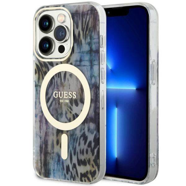 Guess GUHMP14LHLEOPWB iPhone 14 Pro 6.1" sinine/sinine hardcase Leopard MagSafe