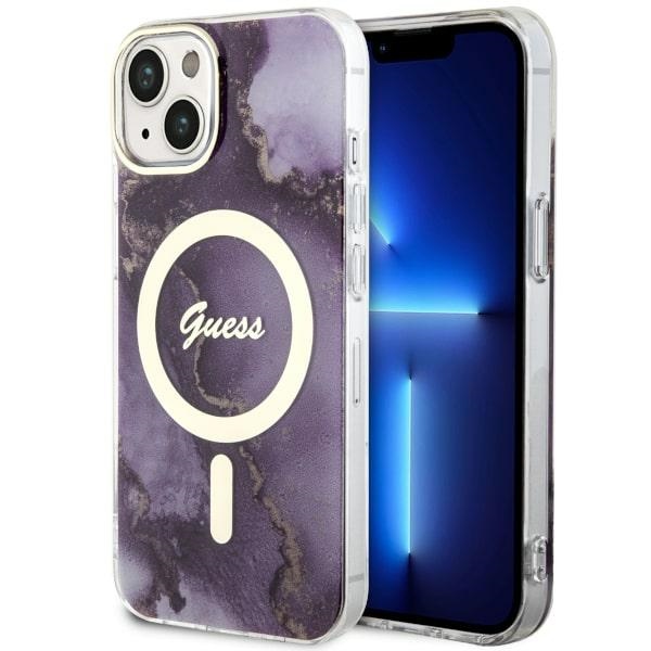 Guess GUHMP14SHTMRSU iPhone 14 6.1" lilla/lilla hardcase Golden Marble MagSafe