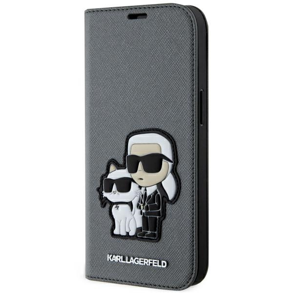 Karl Lagerfeld KLBKP14SSANKCPG iPhone 14 6.1" bookcase hõbedane/hõbedane Saffiano Karl & Choupette