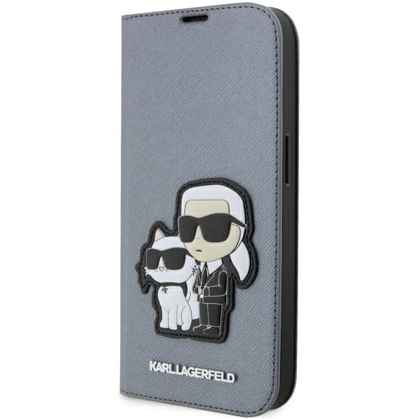 Karl Lagerfeld KLBKP14XSANKCPG iPhone 14 Pro Max 6.7" bookcase hõbedane/hõbedane Saffiano Karl & Choupette
