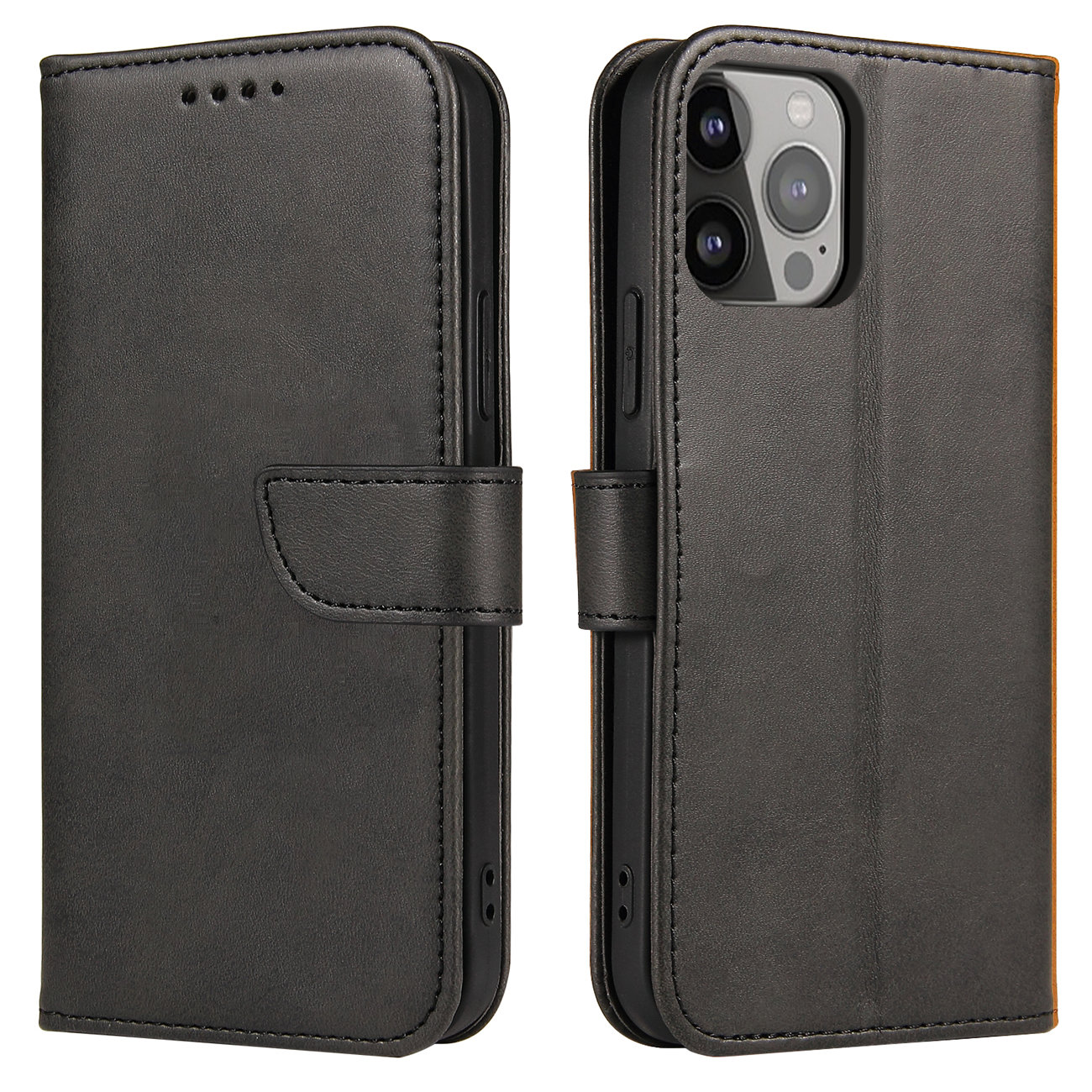 Wallet Ümbris with Stand jaoks iPhone 15 Pro Magnet Ümbris - must