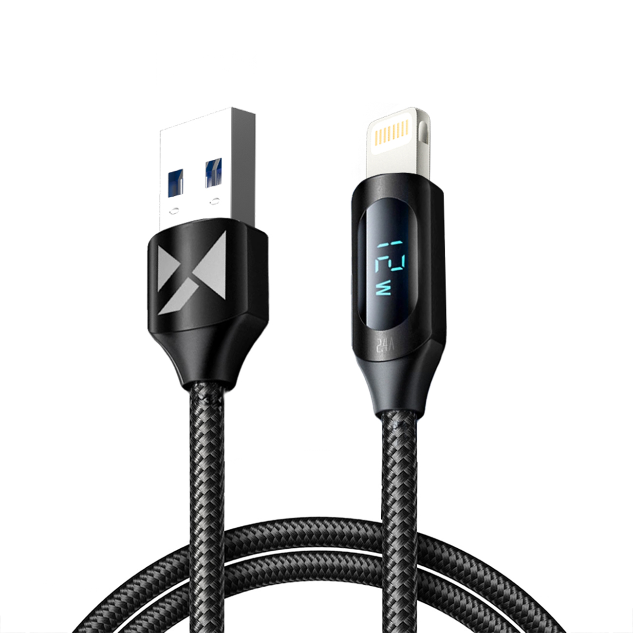 USB-A Kaabel - Lightning Wozinsky WUALC1 with LED Display 2.4A 1m - must