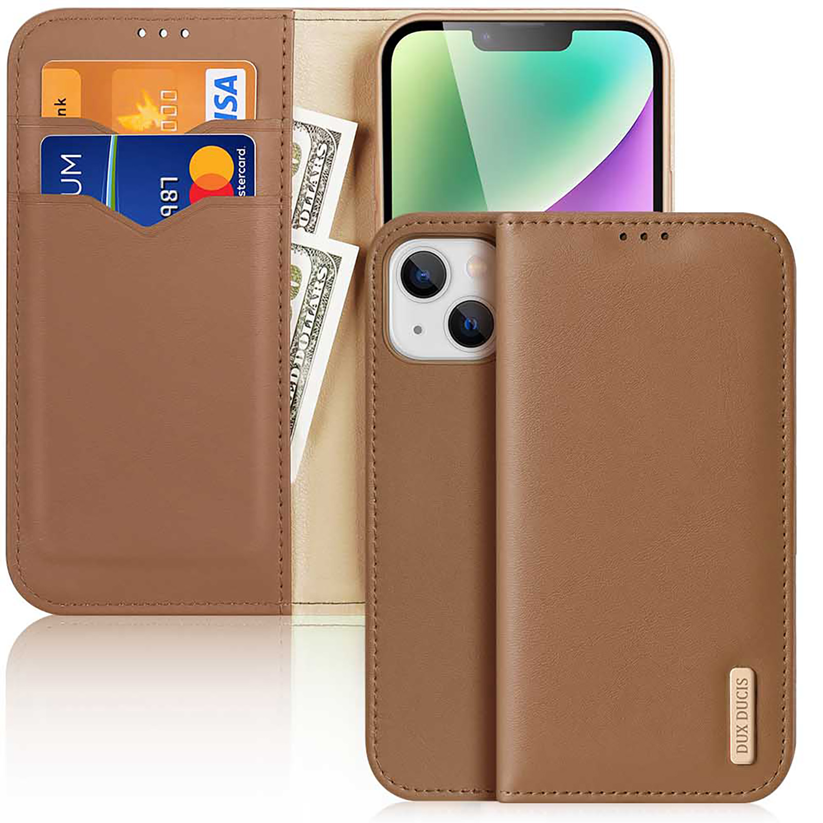 DUX DUCIS wallet ümbris HIVO jaoks IPHONE 15 Plus brown