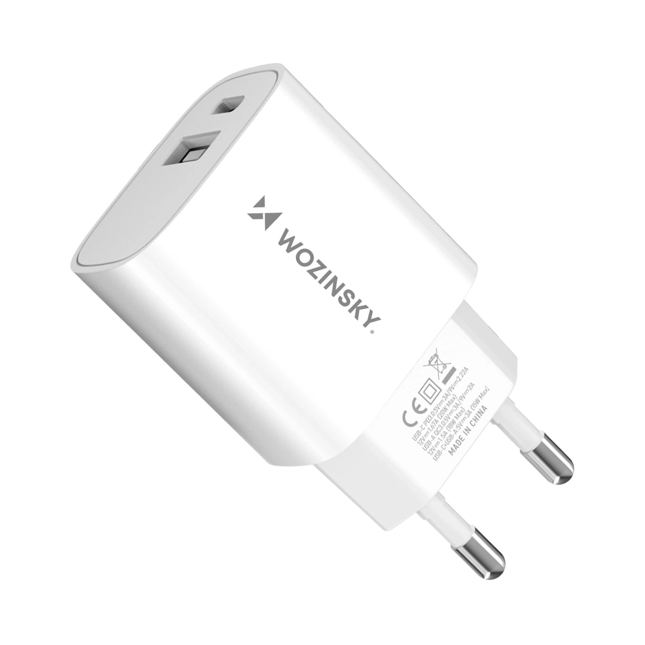 Wozinsky WGWCW USB-A USB-C 20W Wall Laadija - valge