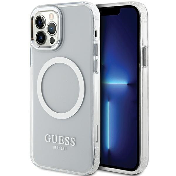 Guess Metal Outline Magsafe ümbris jaoks iPhone 12 / iPhone 12 Pro - hõbedane