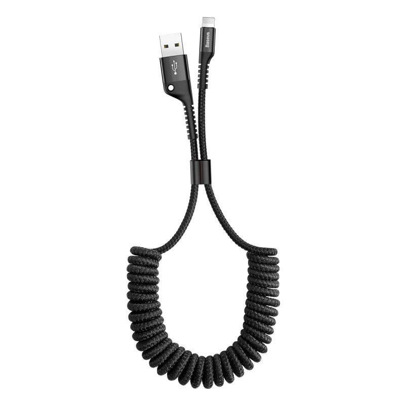 Baseus пружинный кабель Lightning 1 м 2A (чёрный)
