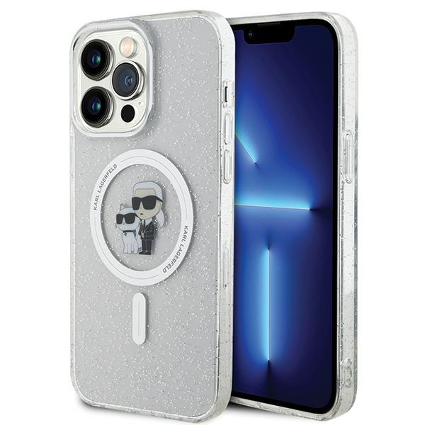 Karl Lagerfeld KLHMP14XHGKCNOT Karl & Choupette Glitter ümbris seadmele iPhone 14 Pro Max 6.7", MagSafe'iga, läbipaistev