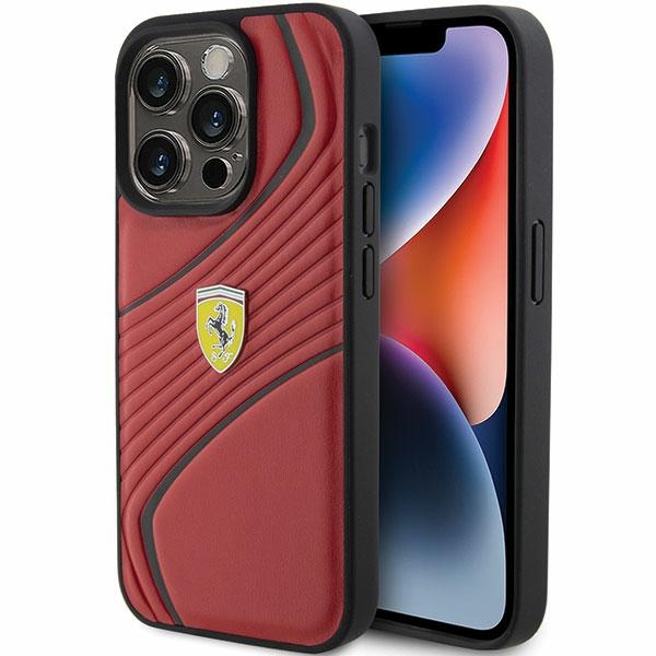 Ferrari Twist Metal Logo ümbris jaoks iPhone 15 Pro - punane