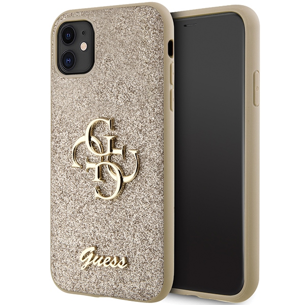 Guess GUHCN61HG4SGD ümbris jaoks iPhone 11 / Xr - kuldne Glitter Script Big 4G
