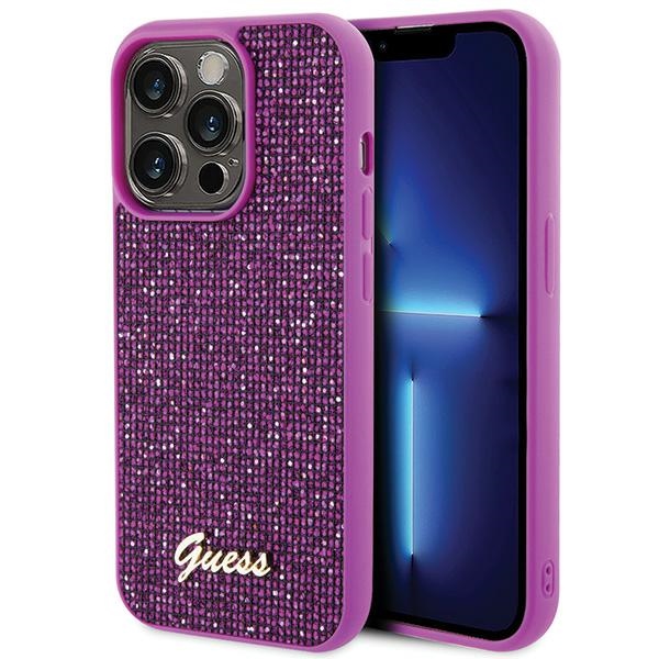 Guess Disco Metal Script ümbris jaoks iPhone 15 Pro - roosa