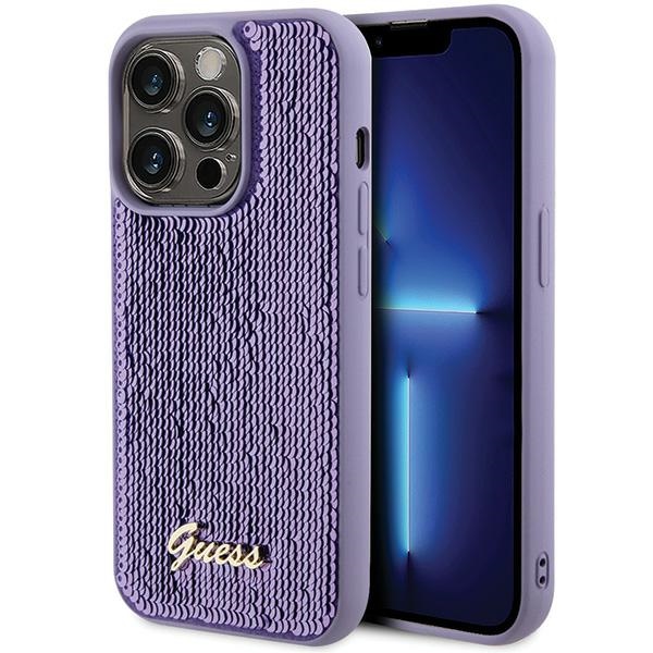 Guess Sequin Script Metal ümbris jaoks iPhone 15 Pro - lilla