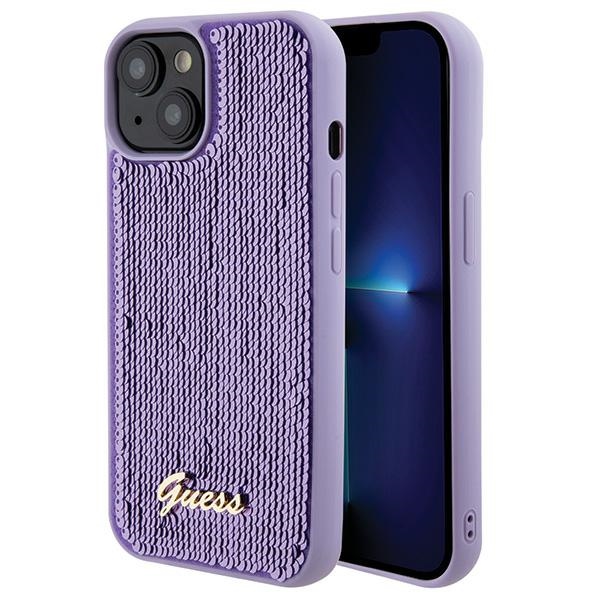 Guess Sequin Script Metal ümbris jaoks iPhone 15 - lilla