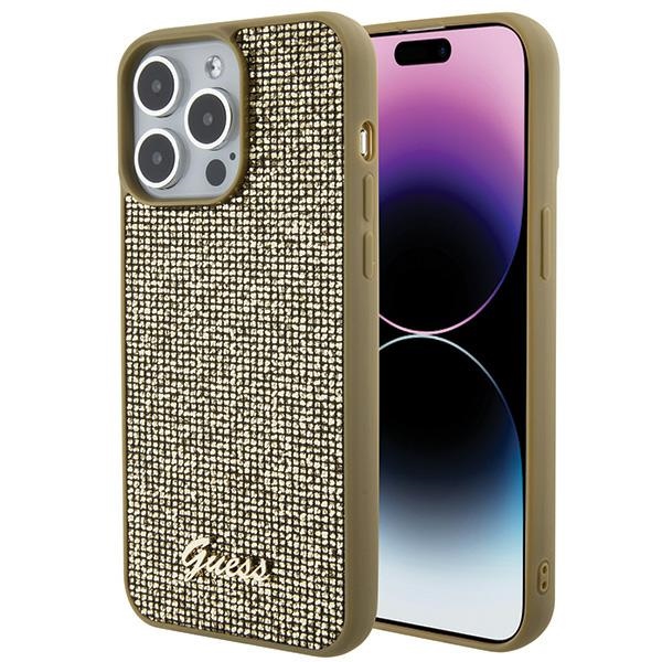 Guess Disco Metal Script ümbris jaoks iPhone 15 Pro Max - kuldne