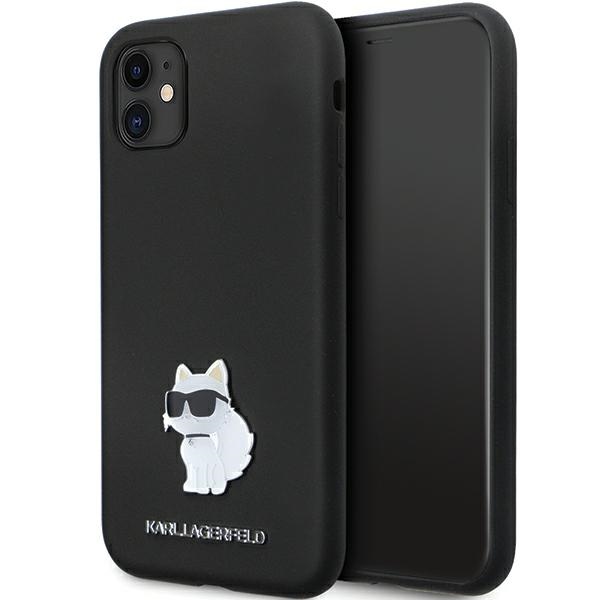 Karl Lagerfeld KLHCN61SMHCNPK ümbris jaoks iPhone 11 / Xr - must Silicone C Metal Pin