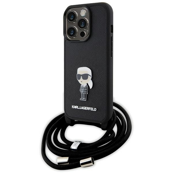 Karl Lagerfeld Crossbody Saffiano Monogram Metal Pin Karl & Choupette Ümbris jaoks iPhone 15 Pro - must