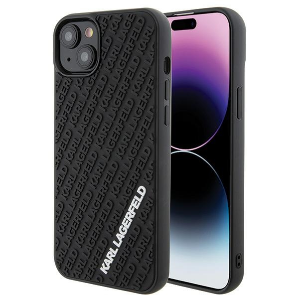 Karl Lagerfeld 3D Rubber Multi Logo ümbris jaoks iPhone 15 Plus - must