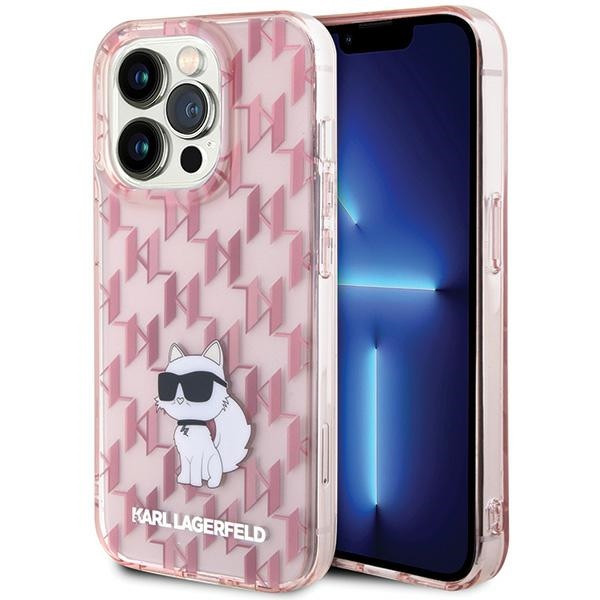 Karl Lagerfeld Monogram Choupette ümbris jaoks iPhone 15 Pro Max - roosa