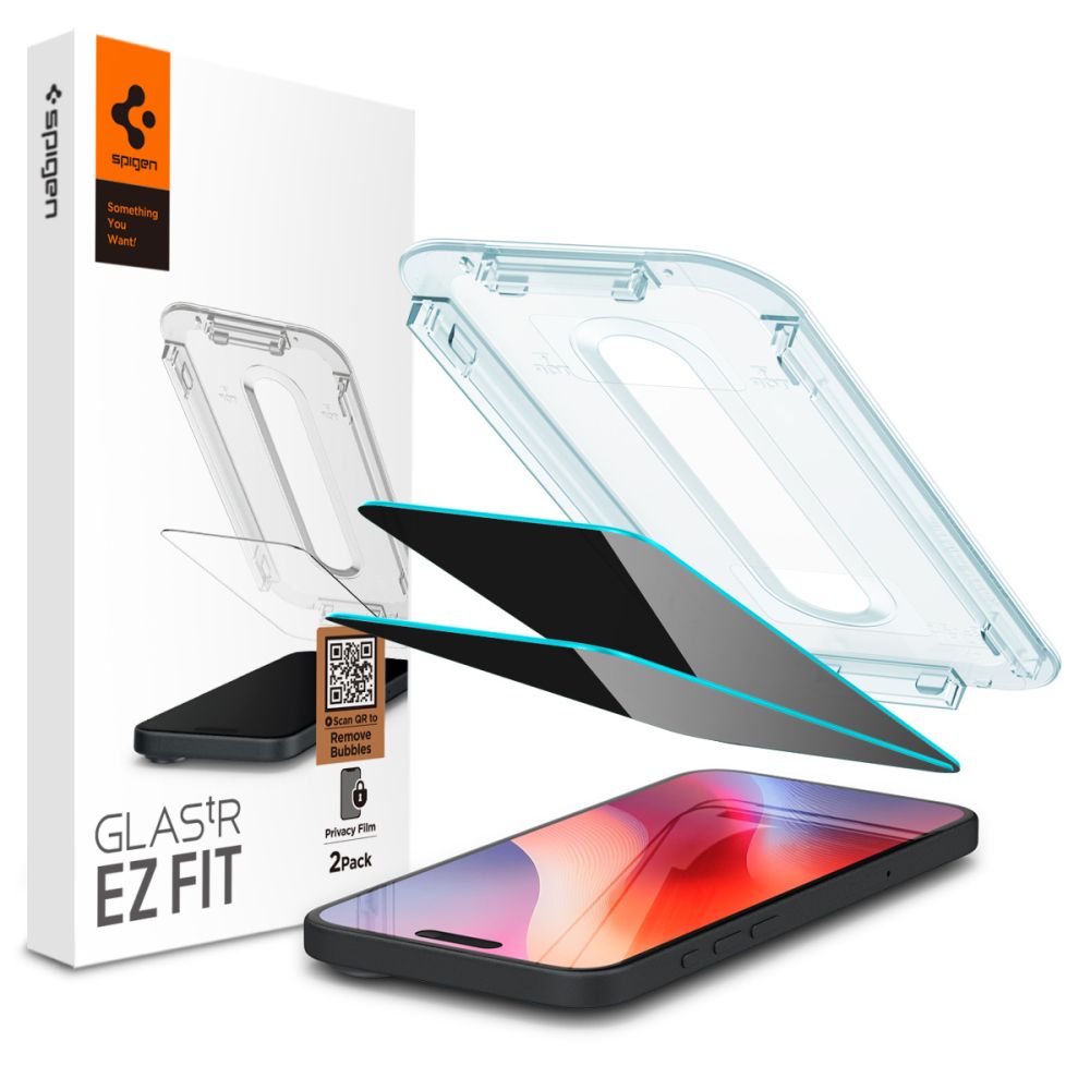 Spigen Glas.tR EzFit Privacy закалённое стекло для iPhone 15/16 с адаптером (2 шт.)