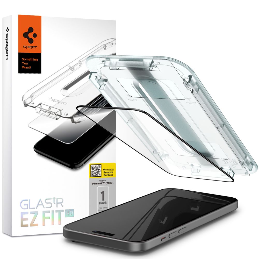 Spigen Glas.tR EZ Fit FC Karastatud klaas jaoks iPhone 15 Plus - must