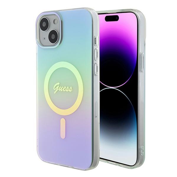 Guess GUHMP15MHITSQ iPhone 15 Plus 6.7" бирюзовый/бирюзовый жёсткий чехол IML Iridescent MagSafe
