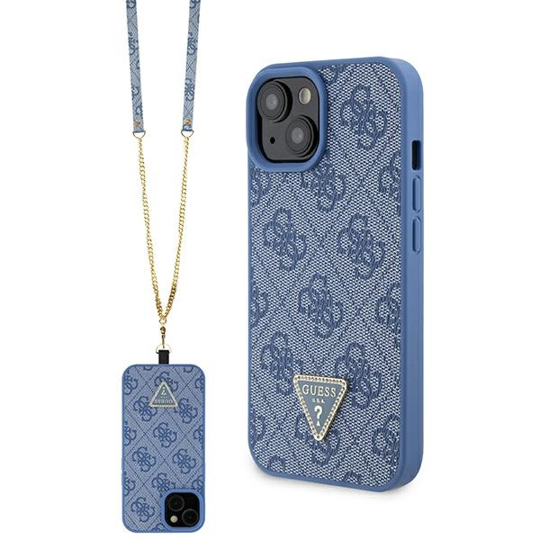 Guess GUHCP15SP4TDSCPB iPhone 15 6.1" синий/синий жёсткий чехол Crossbody 4G Metal Logo
