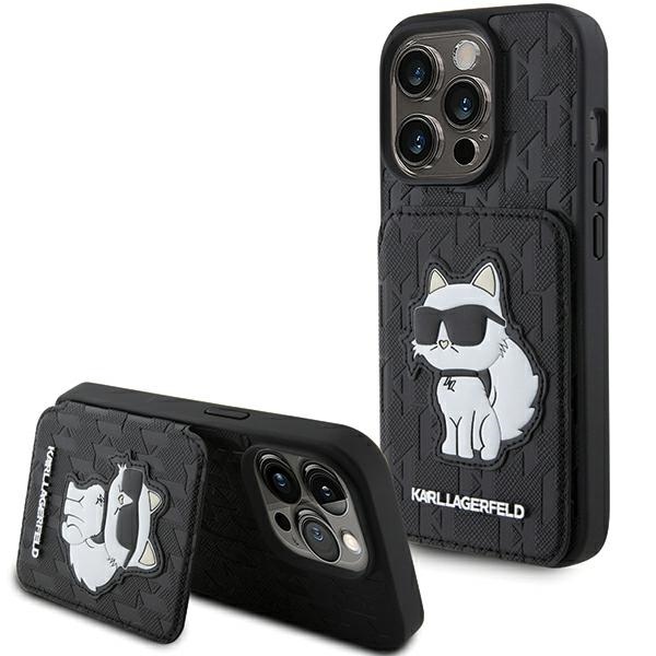 Karl Lagerfeld Saffiano Cardslots and Stand Monogram Choupette Ümbris jaoks iPhone 15 Pro - must