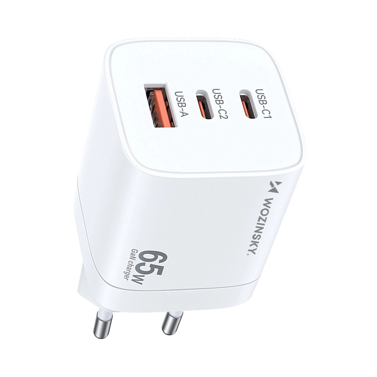 Wozinsky CGWCW 65W GaN Wall Laadija USB-A / 2 x USB-C - valge