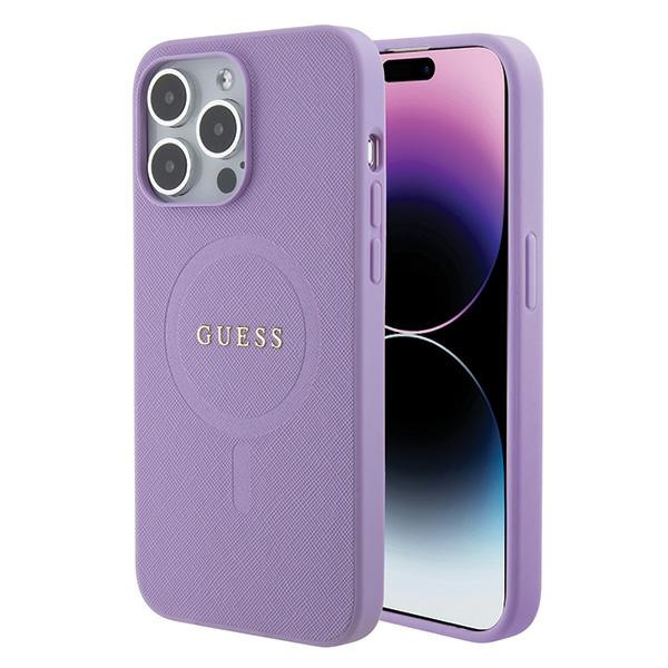 Guess Saffiano MagSafe ümbris jaoks iPhone 15 Pro - lilla