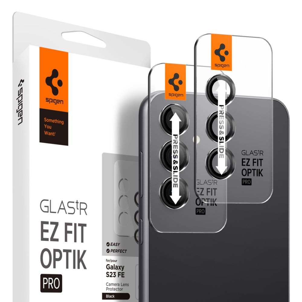 Spigen Glas.tR EZ Fit Optik Camera Protector jaoks Samsung Galaxy S23 FE - must 2 pcs.