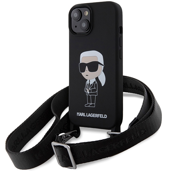 Karl Lagerfeld KLHCP15SSCBSKNK iPhone 15 6.1" hardcase must/must Crossbody Silicone Ikonik