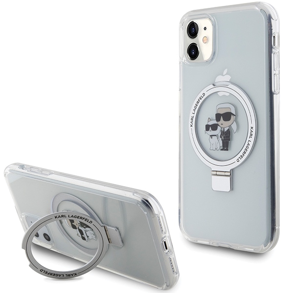 Karl Lagerfeld KLHMN61HMRSKCH iPhone 11 / Xr 6.1" valge/valge hardcase Ring Stand Karl&Choupette MagSafe