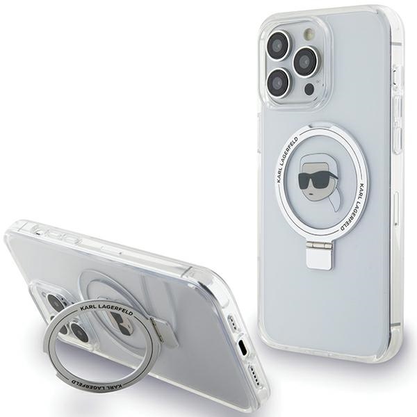 Karl Lagerfeld KLHMP15LHMRSKHH iPhone 15 Pro 6.1" белый/белый жёсткий чехол Ring Stand Karl Head MagSafe