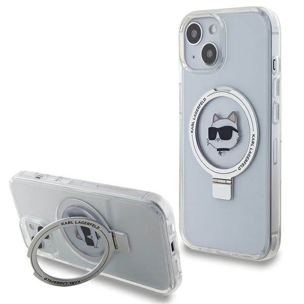 Karl Lagerfeld KLHMP15SHMRSCHH iPhone 15 6.1" valge/valge hardcase Ring Stand Choupette Head MagSafe