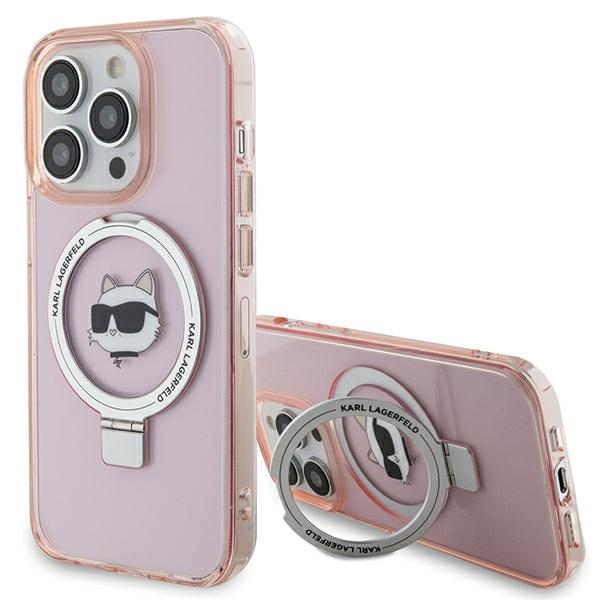 Karl Lagerfeld KLHMP15XHMRSCHP iPhone 15 Pro Max 6.7" розовый/розовый жёсткий чехол Ring Stand Choupette Head MagSafe