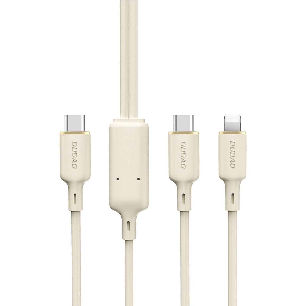 Dudao L7SF кабель 2 в 1 USB-C - USB-C Lightning 100W 1.2м - бежевый