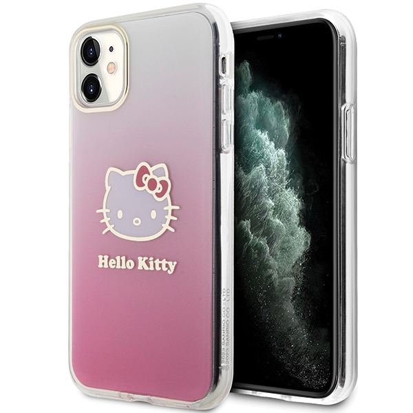 Hello Kitty IML Gradient Electrop Kitty Head Ümbris jaoks iPhone 11 / Xr - Roosa