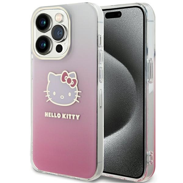Hello Kitty IML Gradient Electrop Kitty Head ümbris jaoks iPhone 15 Pro - roosa