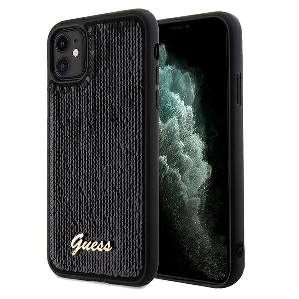 GUESS ümbris jaoks IPHONE 11 GUHCN61PSFDGSK (Sequin Script Metal) must