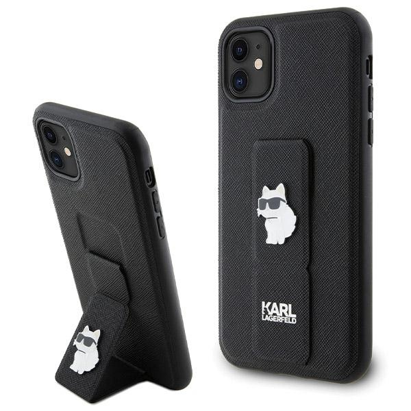 KARL LAGERFELD ümbris jaoks IPHONE 11 KLHCN61GSACHPK (Gripstand Saffiano choupette PIN) must