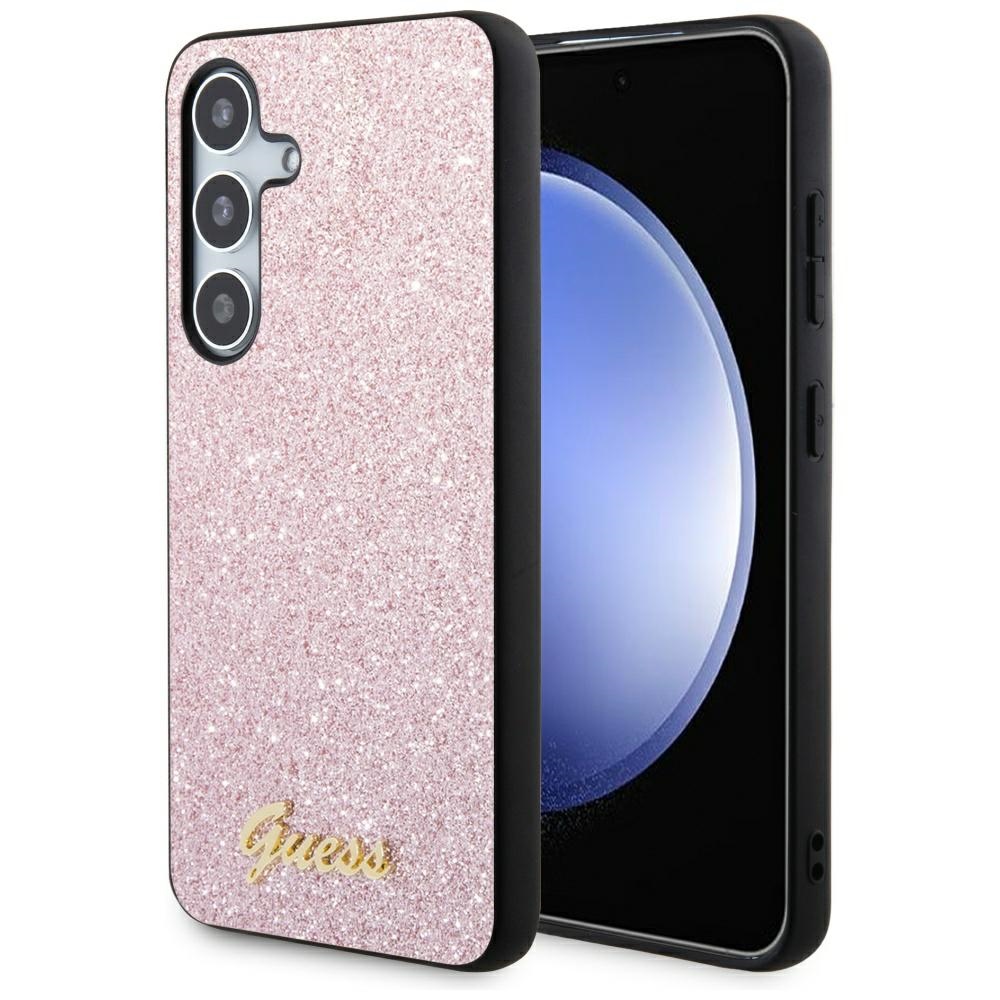 GUESS ümbris jaoks SAMSUNG S24 GUHCS24SHGGSHP (Glitter Script) roosa