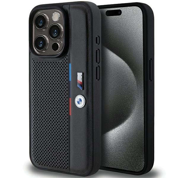 BMW Perforated Tricolor Line ümbris jaoks iPhone 15 Pro - must