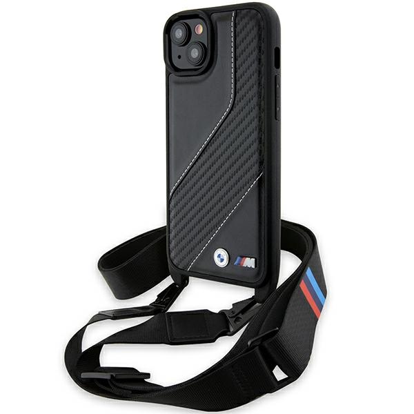 BMW M Edition Carbon Stripe & Strap ümbris jaoks iPhone 15 Plus / 14 Plus - must