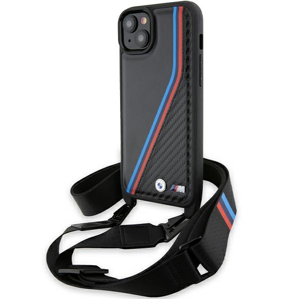 BMW M Edition Carbon Tricolor Lines & Strap ümbris jaoks iPhone 15 Plus / 14 Plus - must