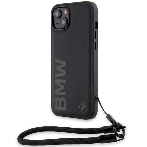 BMW Signature Leather Wordmark Cord ümbris jaoks iPhone 15 Plus / 14 Plus - must