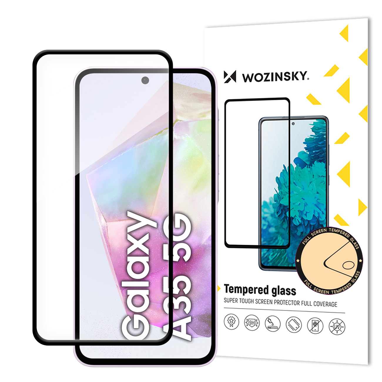 Wozinsky Full Glue Karastatud klaas jaoks Samsung Galaxy A35 with must frame