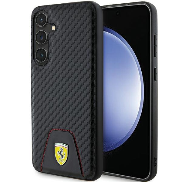 Ferrari Carbon Stitched Bottom ümbris jaoks Samsung Galaxy S24+ - must