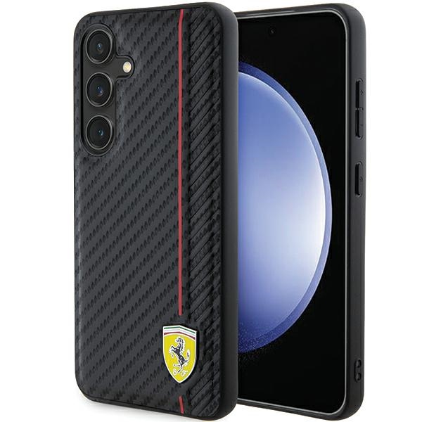 Ferrari Carbon Printed Line ümbris jaoks Samsung Galaxy S24 - must