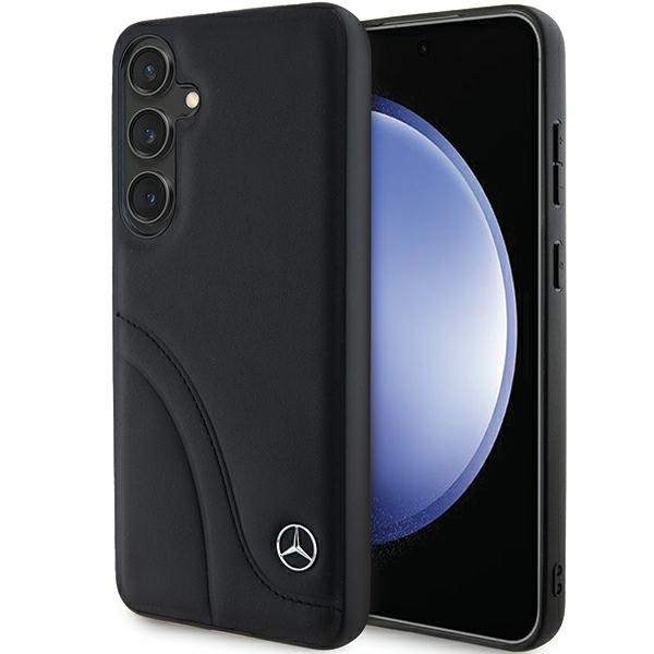 Mercedes Leather Curved Stitches ümbris jaoks Samsung Galaxy S24 - must