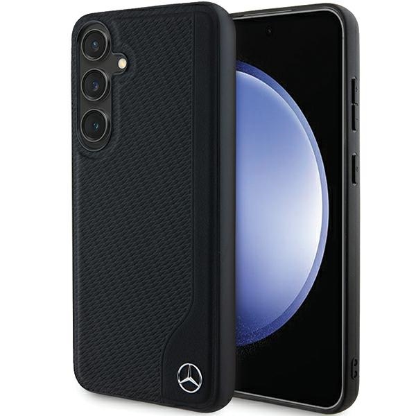 Mercedes Leather Debossed Line MagSafe ümbris jaoks Samsung Galaxy S24+ - must